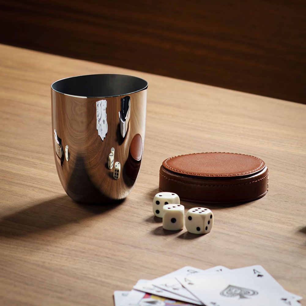 Georg Jensen Sky Shaker and 5 Dice Travel Set - Stainless Steel &