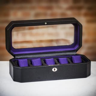 Windsor Five Piece Watch Box - Black/Purple