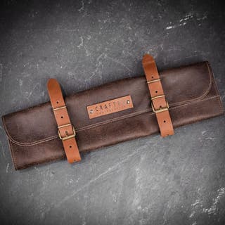 Crafted Brown Leather Knife Roll