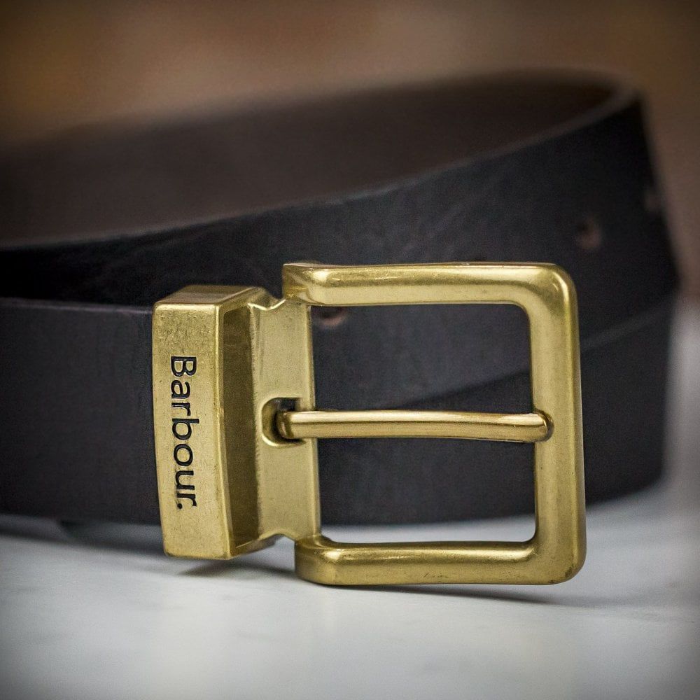 Barbour Dark Brown Grain Leather Belt - - - Can Be Engraved Or Personalised Large