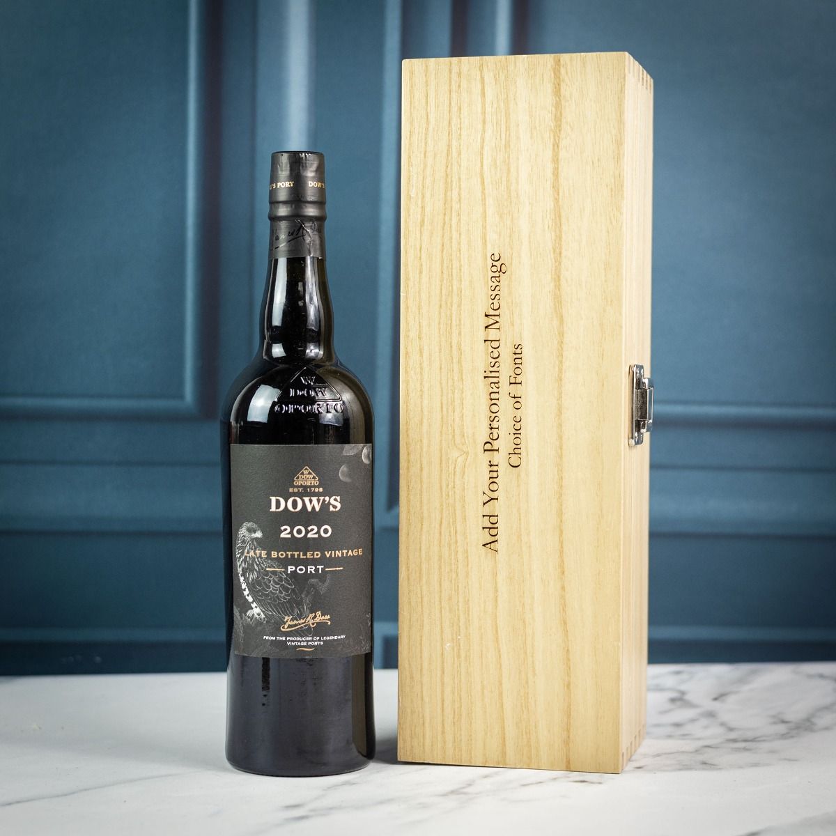 Dow's Late Bottled Vintage Port in Personalised Wood Gift Box