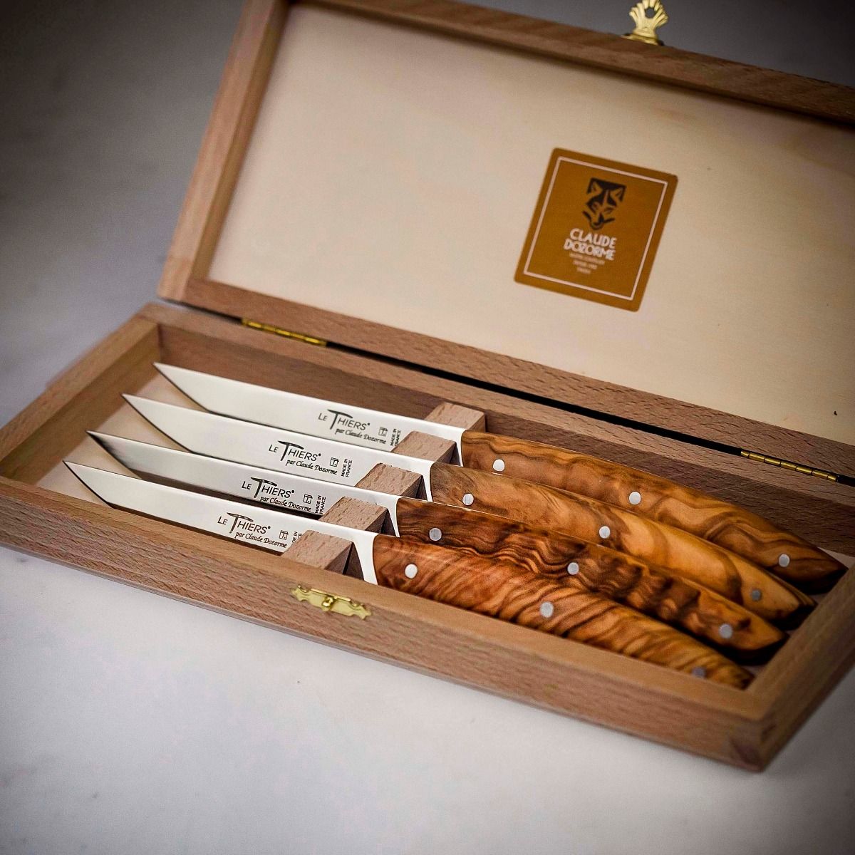 Claude Dozorme Le Thiers Steak Knives with Olive Wood Handle