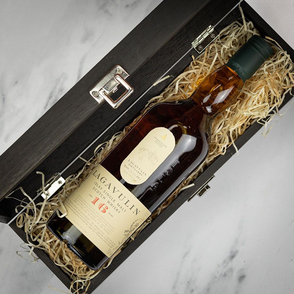 Lagavulin 16 Years Old Whisky in Personalised Wood Gift Box