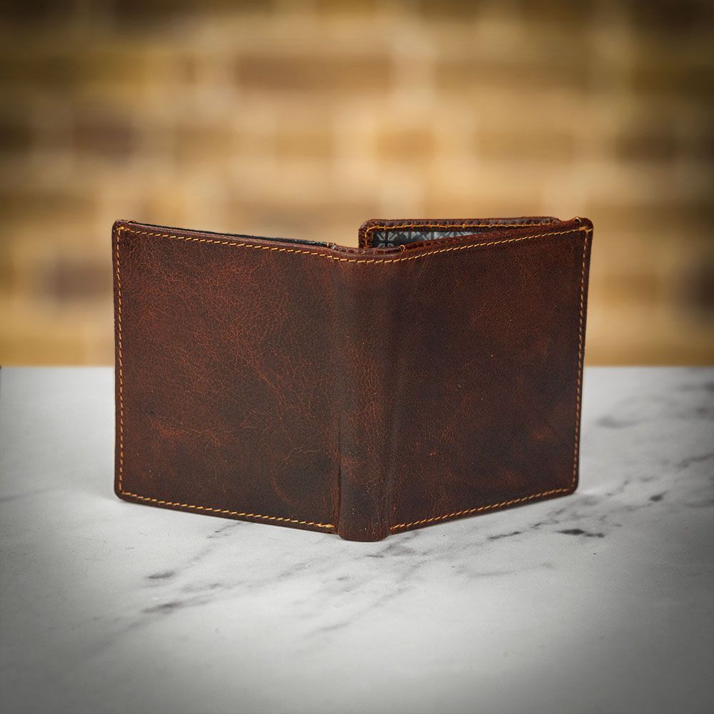 SecWaL Germany Vintage Leather Mini Wallet | RFID Blocking Card Case With Coin Tray & Push Button