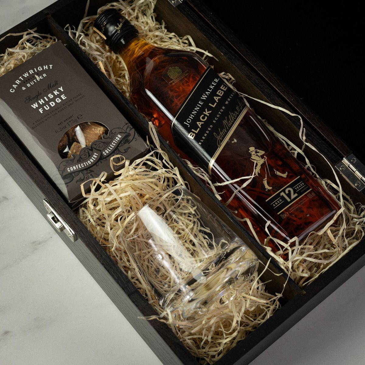 Johnnie Walker Black Label Whisky with Whisky Fudge and Dartington