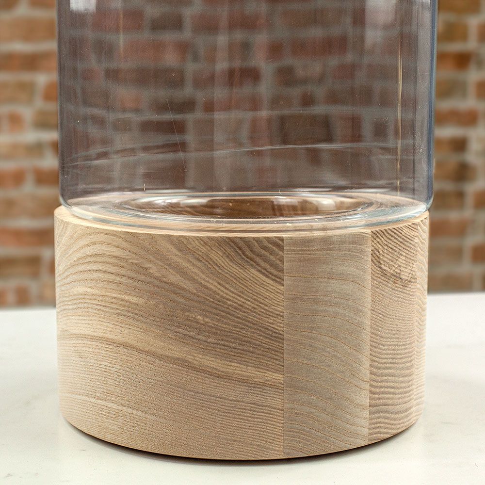 LSA International Lotta Glass Vase/Lantern with Ash Base – Tall