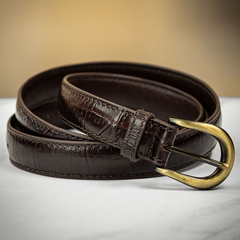 Barbour croc embossed leather belt *Rare* NicoBlu® Greer Croc-Embossed Leather Belt in Rich Black main image 3