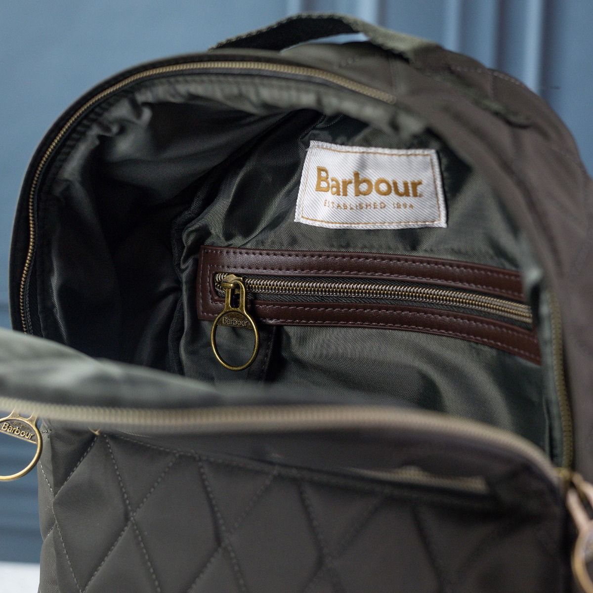 Barbour Quilted Backpack - Olive display picture 3