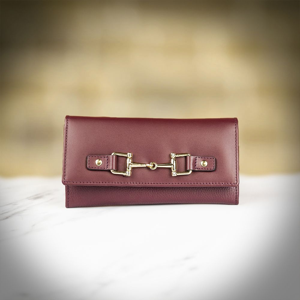 Ashwood Wine ‘Equine’ Leather Purse - Red - Can Be Embossed Or Personalised Size 8