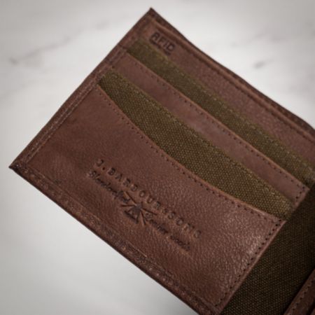Barbour Leather and Waxed Canvas Billfold Wallet