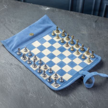 Manopoulos Suede Roll-Up Chess Set